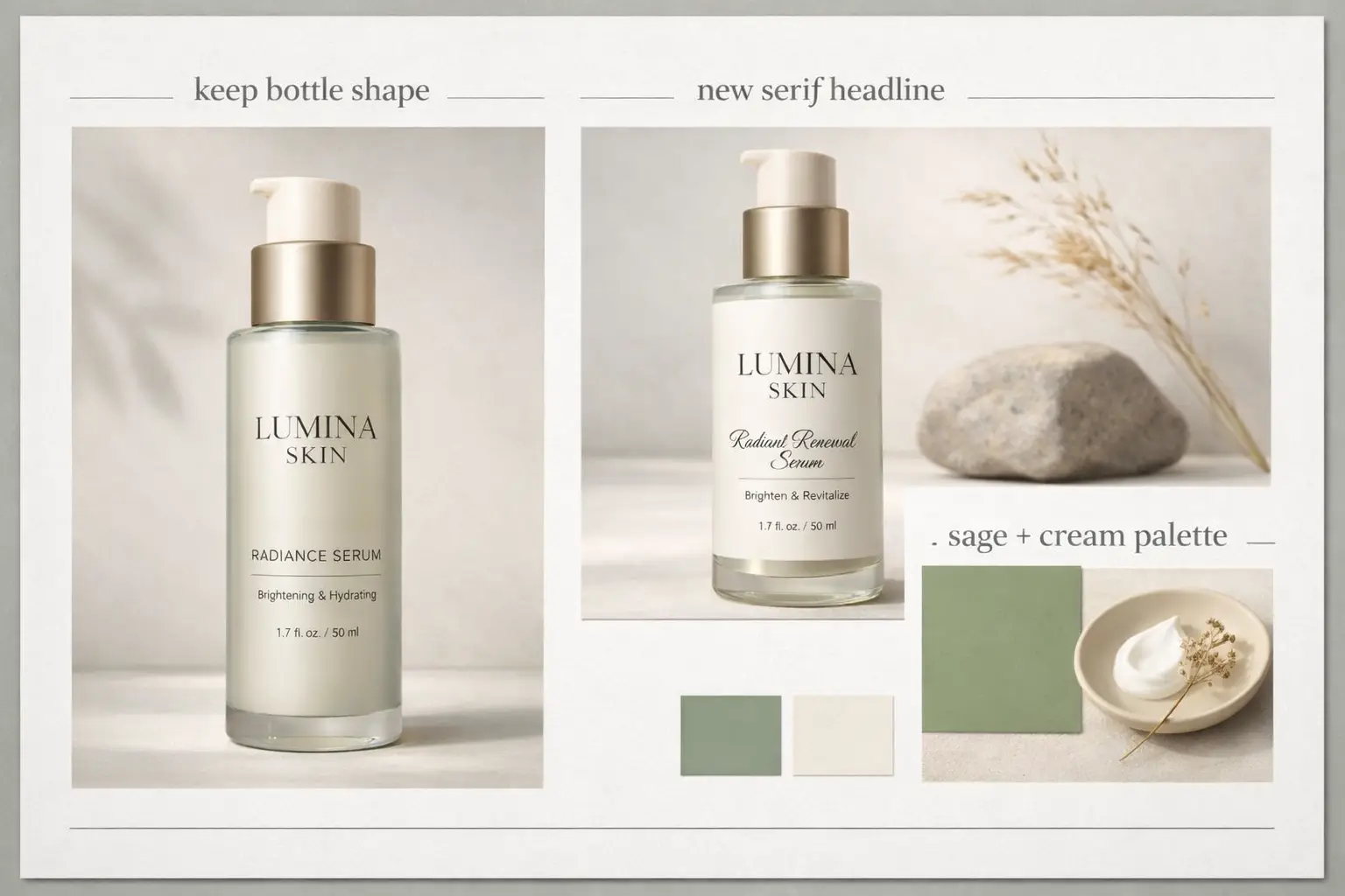 A refreshed packaging design with a modern label system and streamlined product display.