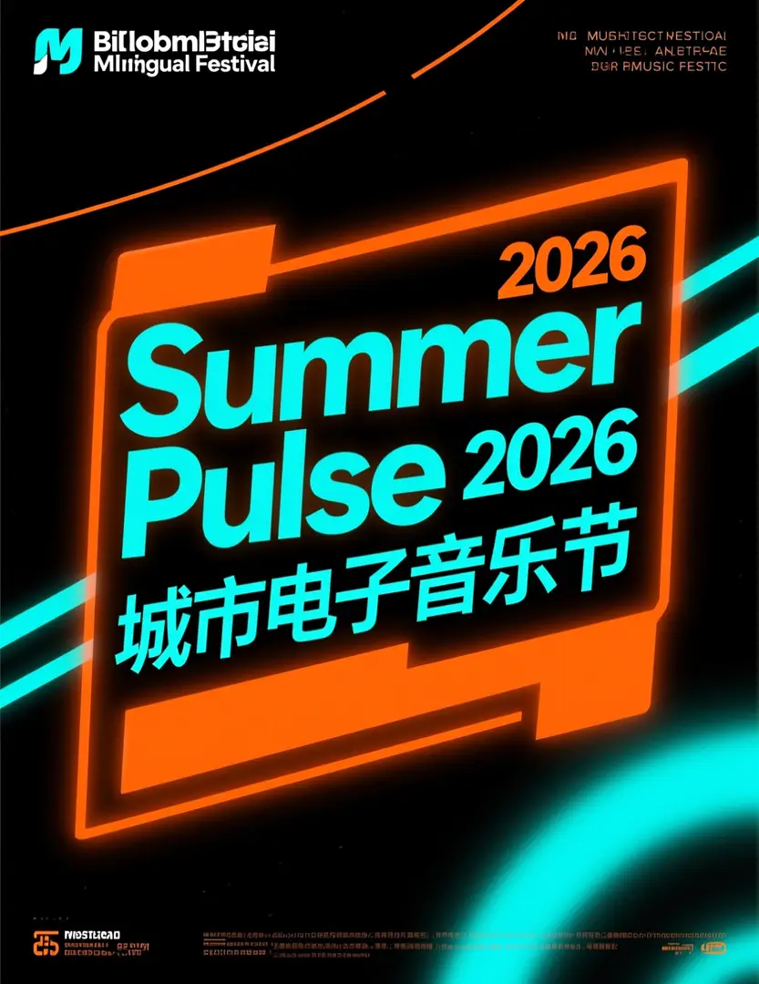 A bilingual festival poster featuring a prominent Summer Pulse 2026 headline and bold Chinese text.